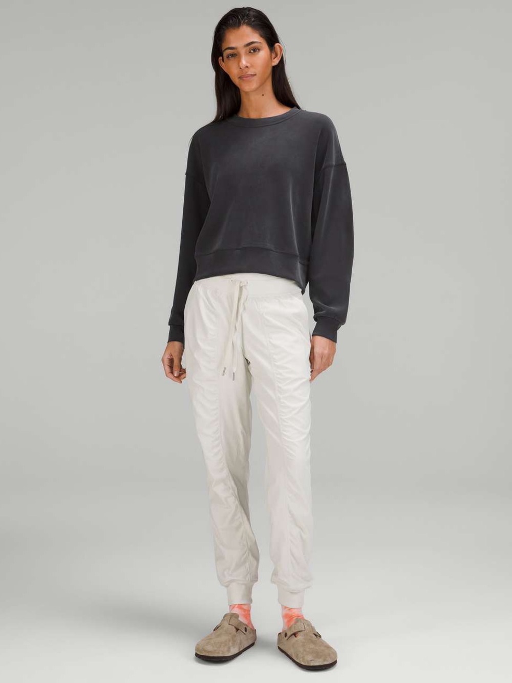 Lululemon Ribbed Softstreme Perfectly Oversized Cropped Crew-Black